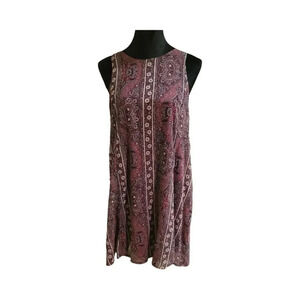 Abercrombie & Fitch Paisley Mini Dress in Dusty Rose and Taupe
